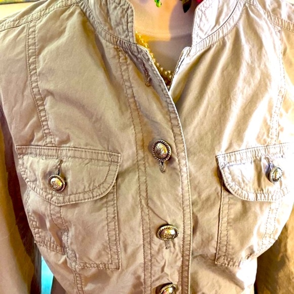 INC International Concepts grayish taupe military style jacket